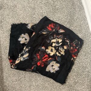Floral Black and Red Scarf